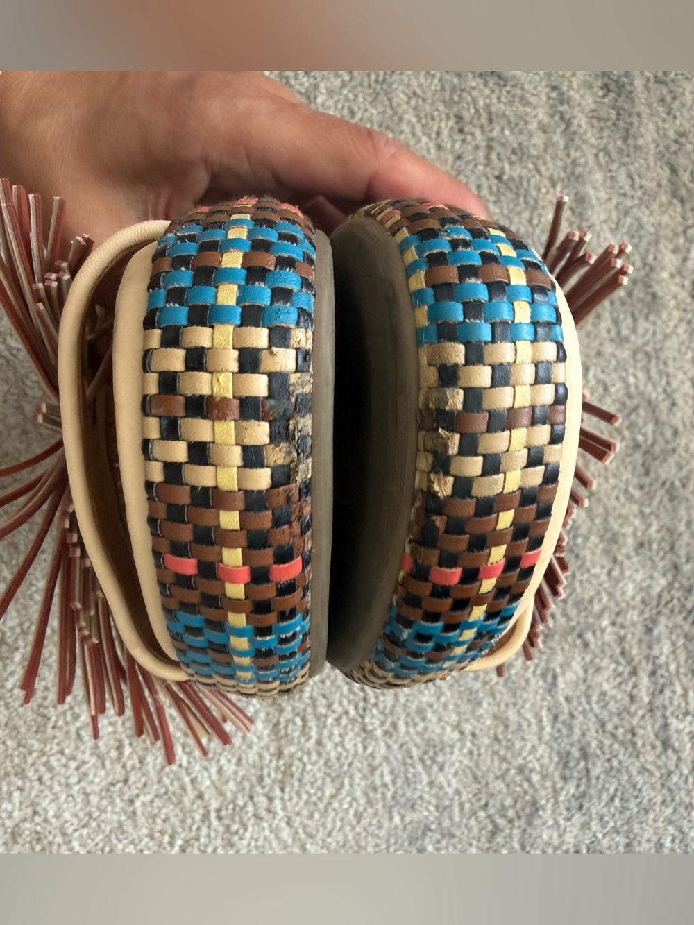 ULLA JOHNSON Fringed Woven Leather Sandals - Picture 12 of 13